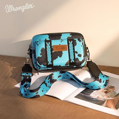 Cartera Deportiva Wrangler Cowgirl B Importada Original Turquesa Vaca