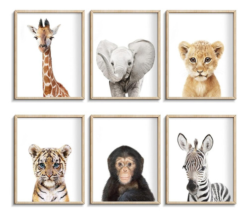 ~? Set De 6 Baby Safari Nursery Wall Decor - Picture Lindo A
