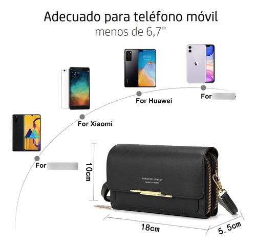 Bolso Bandolera Pequeño Mujer Con Doble Cremallera Y Compart