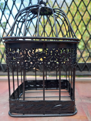 Imagen 6 de 8 de Jaula Decorativa Cuadrada Pajaro Negro Vintage