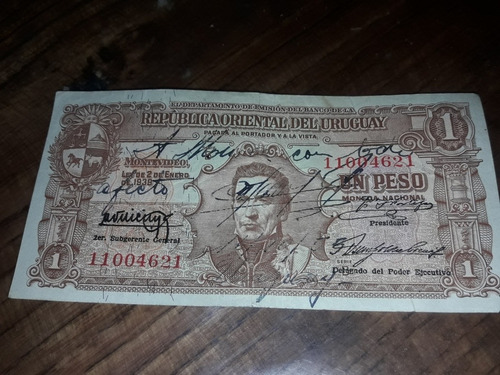 Billete Antiguo Uruguayo Un Peso 1932 !!!!