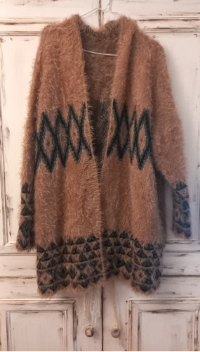 Saco De Lana De Angora Largo Con Diseño Boho Talle M A Xl