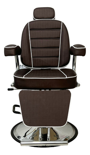 Cadeira de cabeleireiro BM Móveis BM Móveis Poltrona com reclinador com costas reclinável com base redonda cor café acetinado