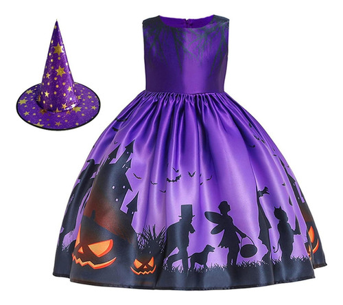 Vestido De Para Niña, Juego De Estampado De Calabaza, 1