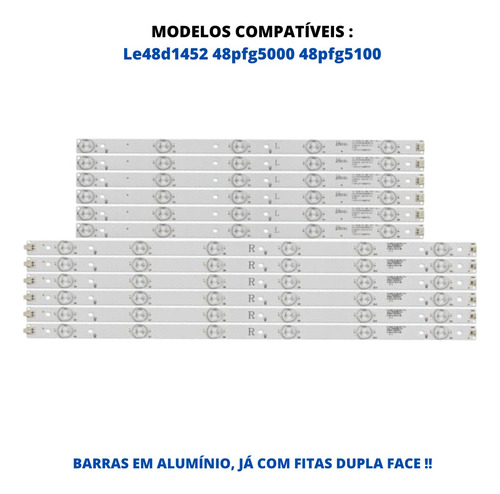 Kit 12 Barras Led Tv Le48d1452 78 48pfg5000 48pfg5100 +nf
