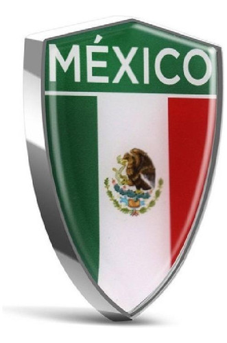 Emblema Adesivo Alto Relevo 3d Escudo Mexico Cromado