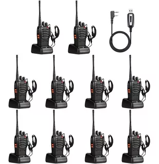 10pz Radios Bf-888s Uhf Walkie Talkie Con Linterna Cable Usb