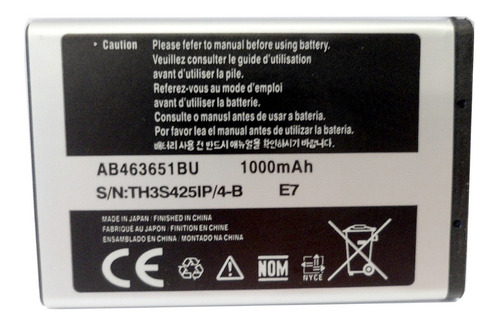 Bateria Samsung Original Ab463651bu E7 960mah (2009) E2050