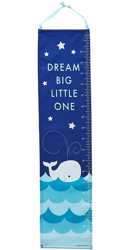 Whale On Ocean Blue Childrens Canvas Growth Chart With ...