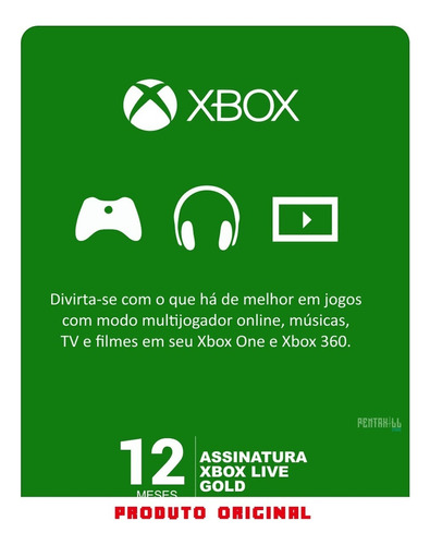 Xbox Live Gold Brasil Br Cartão 12 Meses Codigo 25 Digitos