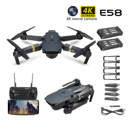 El Dron E58 Incluye Una Cámara Y Tres Baterías Hd 24k