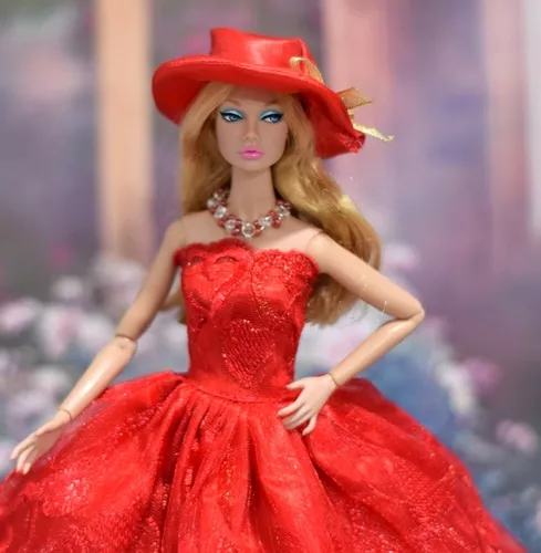 Lindo Vestido Vermelho + Sapato Para Boneca Barbie - Roupa