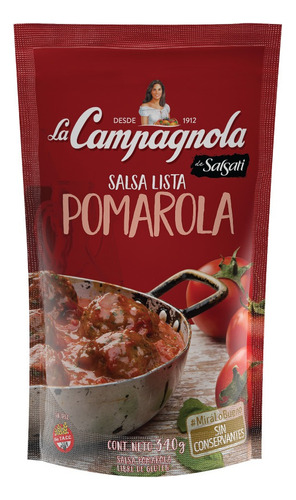 Salsa pomarola La Campagnola sin TACC en doypack 340 g