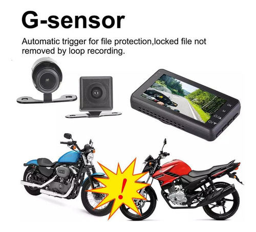 - Para Motocicleta Dash Cam Cámara Delantera Trasera Doble