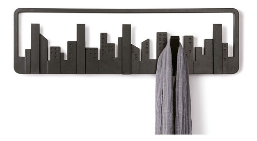 Perchero De Pared Skyline 15*49*2cm Plástico Negro 