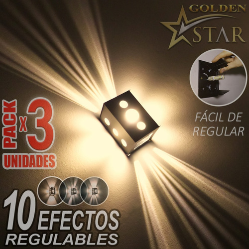 Aplique Pared Exterior 10 Efecto Rayos Estrella - Pack X3uni