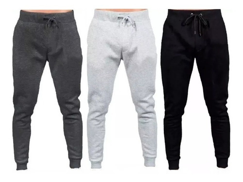 Imagem 2 de 4 de Kit 3 Calça De Moletom Masculina Slim Sport Academia Full
