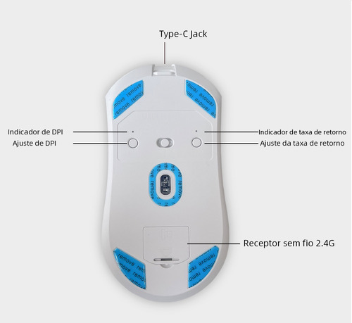 Mouse Gamer Darmoshark M3 Sem Fio Paw3395 Branco