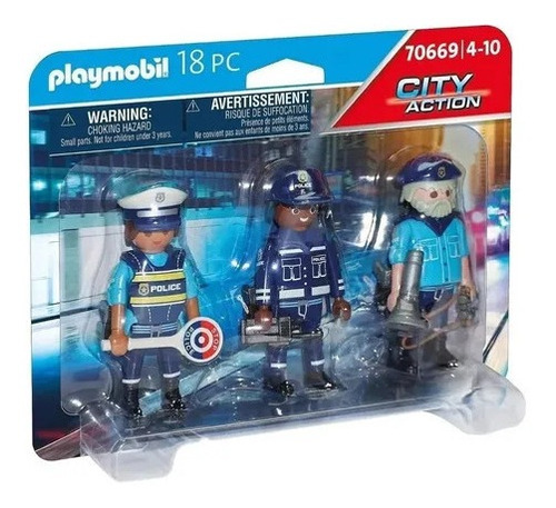 Playmobil Set 3 Figuras Policias Int 70669 Original Intek