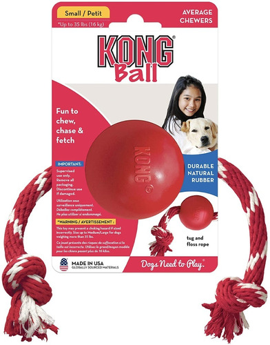 Kong Ball With Rope Para Tu Mascota Talla S/m 