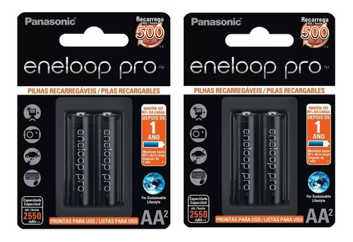 Pilhas Recarregavel Eneloop Pro Panasonic 2 Cartela Com 2
