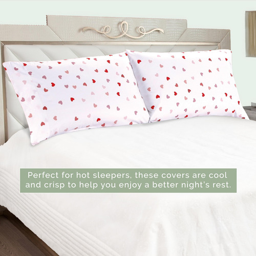 Juego De 2 Fundas De Almohada Ultra Suaves Estampado Corazon
