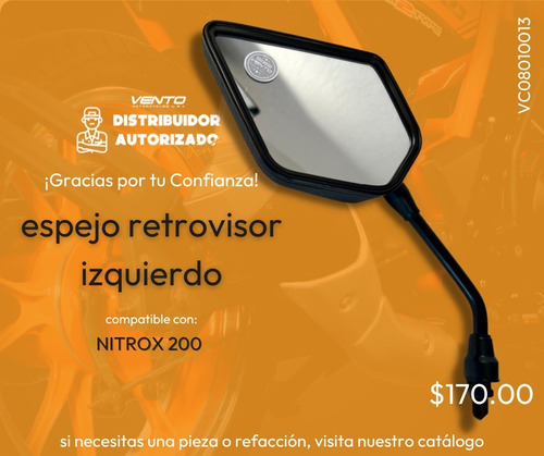 Vento Espejo Retrovisor Izquierdo Nitrox 200 Vc08010013