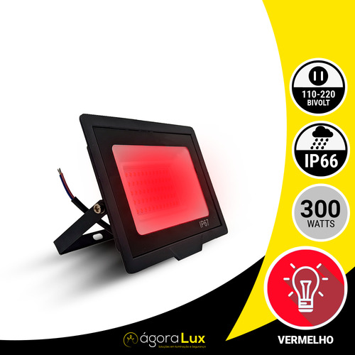 Refletor Holofote 300w Luz Vermelho Resistente A Agua 127/220V Ip66 127/220V Uso Externo Vermelha