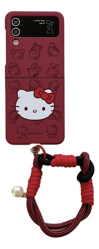 Founda For Samsung Z Flip3 4 5 Red Hello Kitty