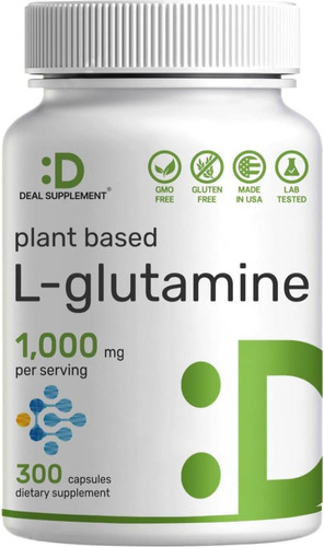 Suplemento L-glutamina 1000 Gr Frasco 300 Cápsulas 