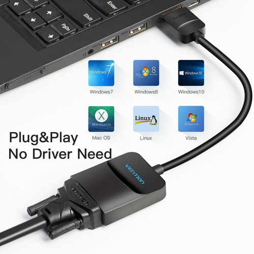 Adaptador Hdmi A Vga Vention Cable Convertidor Video 10 Pzas