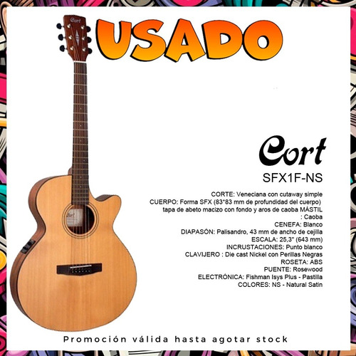 Guitarra Electroacustica Cort Sfx1f Ns Fishman Maciza Usada