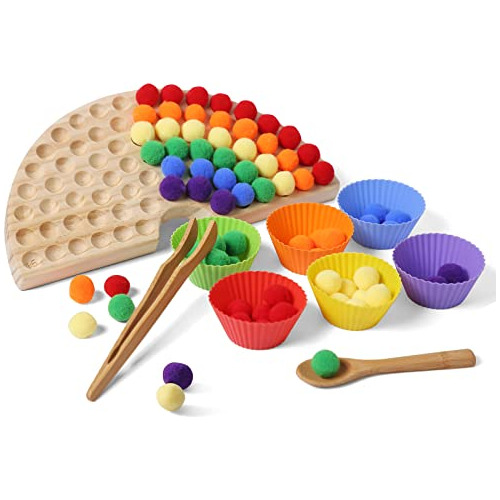 Junta De Macabaka Juego Pine Wooden Rainbow Bead Maze Montes