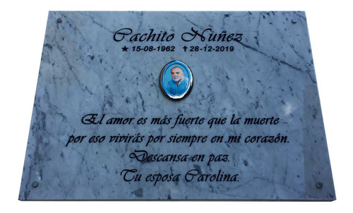 Imagen 6 de 10 de Placa De Mármol Grabada 40x30cm. Con Foto Y Marco Incluido.
