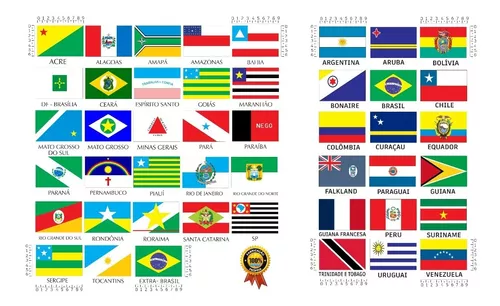 Conjunto de bandeira de países da américa do sul