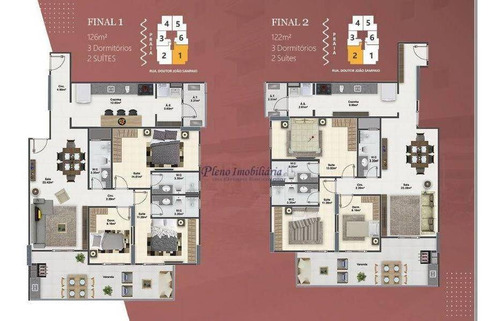 Imagem 13 de 30 de Apartamento Com 3 Dormitórios Sendo 2 Suítes, À Venda, 126 M² Por R$ 790.000 - Vila Guilhermina - Praia Grande/sp - Ap1008