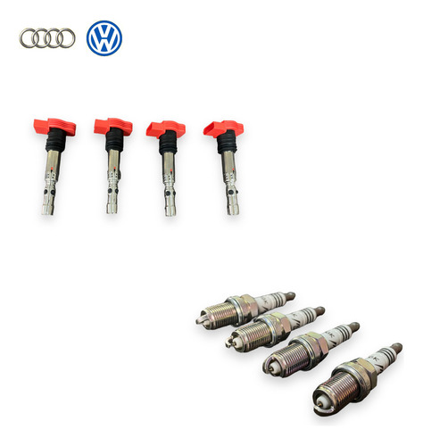 Kit 4 Bobinas Ecs + Bujía Bkr7eix Audi Vw 1.8t 20v