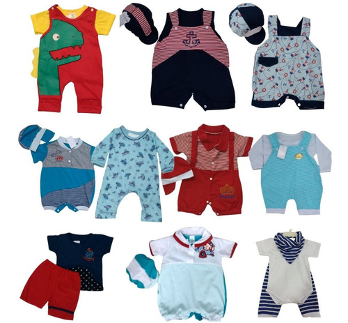 Lote Com 10 Peças  Macacões Meninos Roupas De Bebê