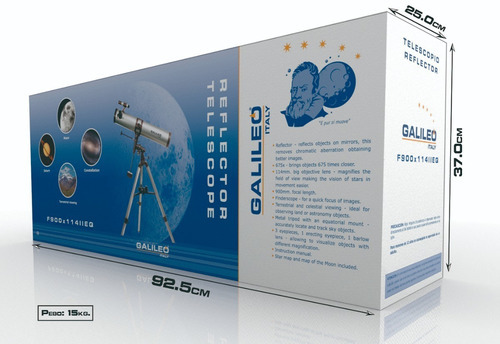 Telescopio Galileo Italy F900x114 Eqii Montura Ecuatorial Color Gris