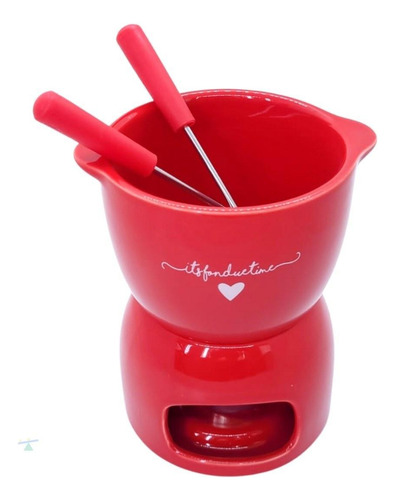 Fondue Jg C/ 2 Garfos Dia Dos Namorados Fundi Chocolate Vermelho