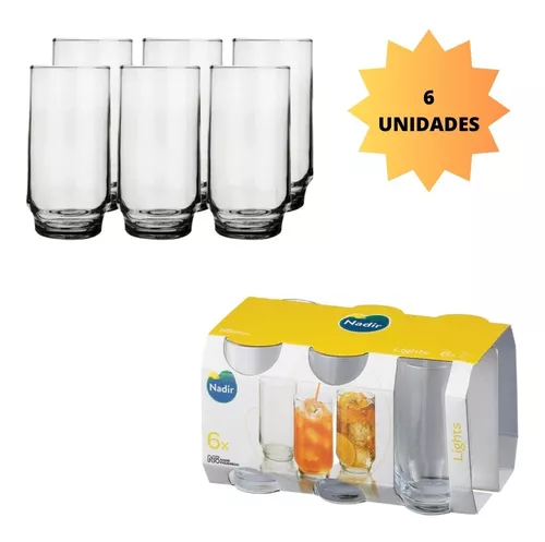 Jogo Com 6 Copos 410Ml Long Drink Lights Nadir - Vidro