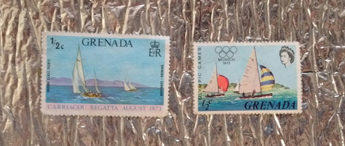 Lote X 2 Estampillas Grenada Juegos Olímpicos 1972 Y Regata 