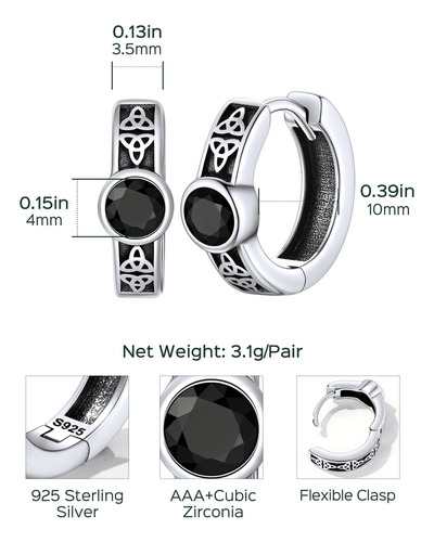 Chicsilver Pendientes De Aro De Plata Para Hombre Con Nudo C