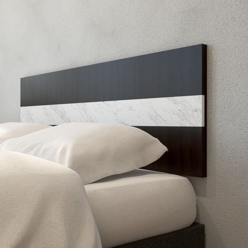 Cabecera Matrimonial De Pared Minimalista Bicolor Carrara Color Chocolate Texturizado /carrara