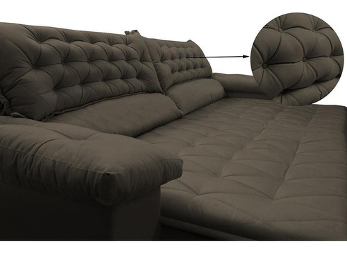 Sofá Retrátil e Reclinável Molas Ensacadas Cama inBox Botonê 2,12m Espuma Viscoelástico Suede Café