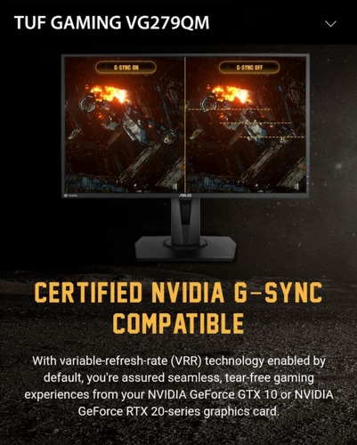 Imagen 5 de 8 de Asus 27 Tuf Vg279qm 280hz Gsync Ips 1ms Hdr Fhd 400-nits