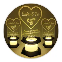 Comprar Souvenirs Casamiento Fiesta Con Luz Led Pack X12u Acrílico