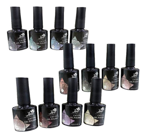 12 Esmaltes Em Gel Magnético Olho De Gato Unhas Nails 12ml