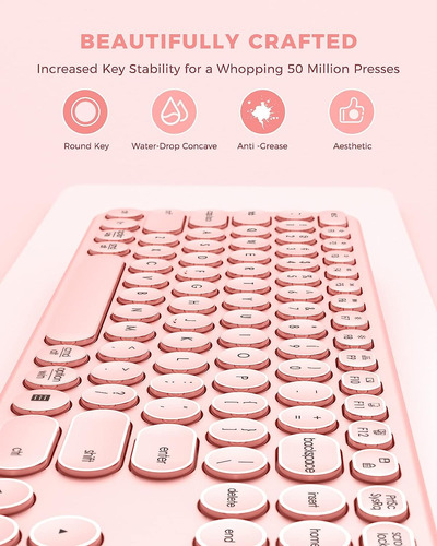 Teclado Y Mouse Inalambricos Con Receptor Usb Y Tipo C Rosa