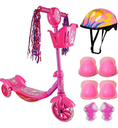 Patinete De 3 Ruedas Para Niños Con Kit De Protección Para C